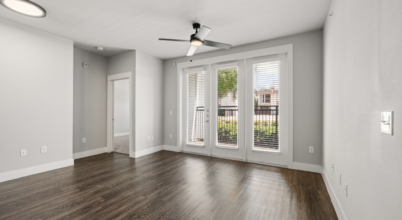 Open space living area with natural lighting